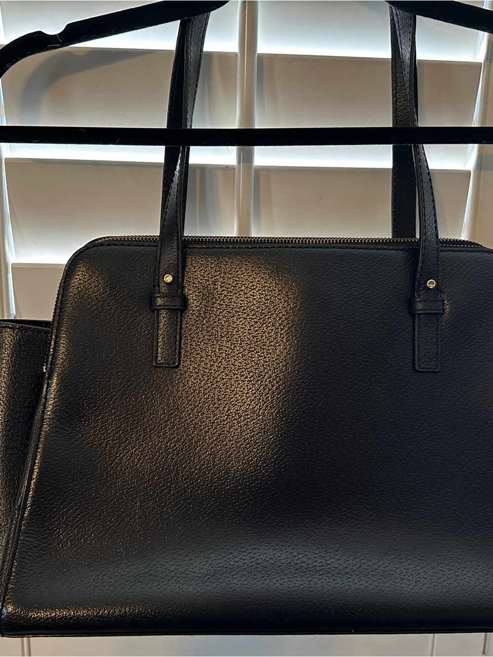 kate spade large Black Pebbled Leather Top-Handle Satchel - Picture 7 of 15